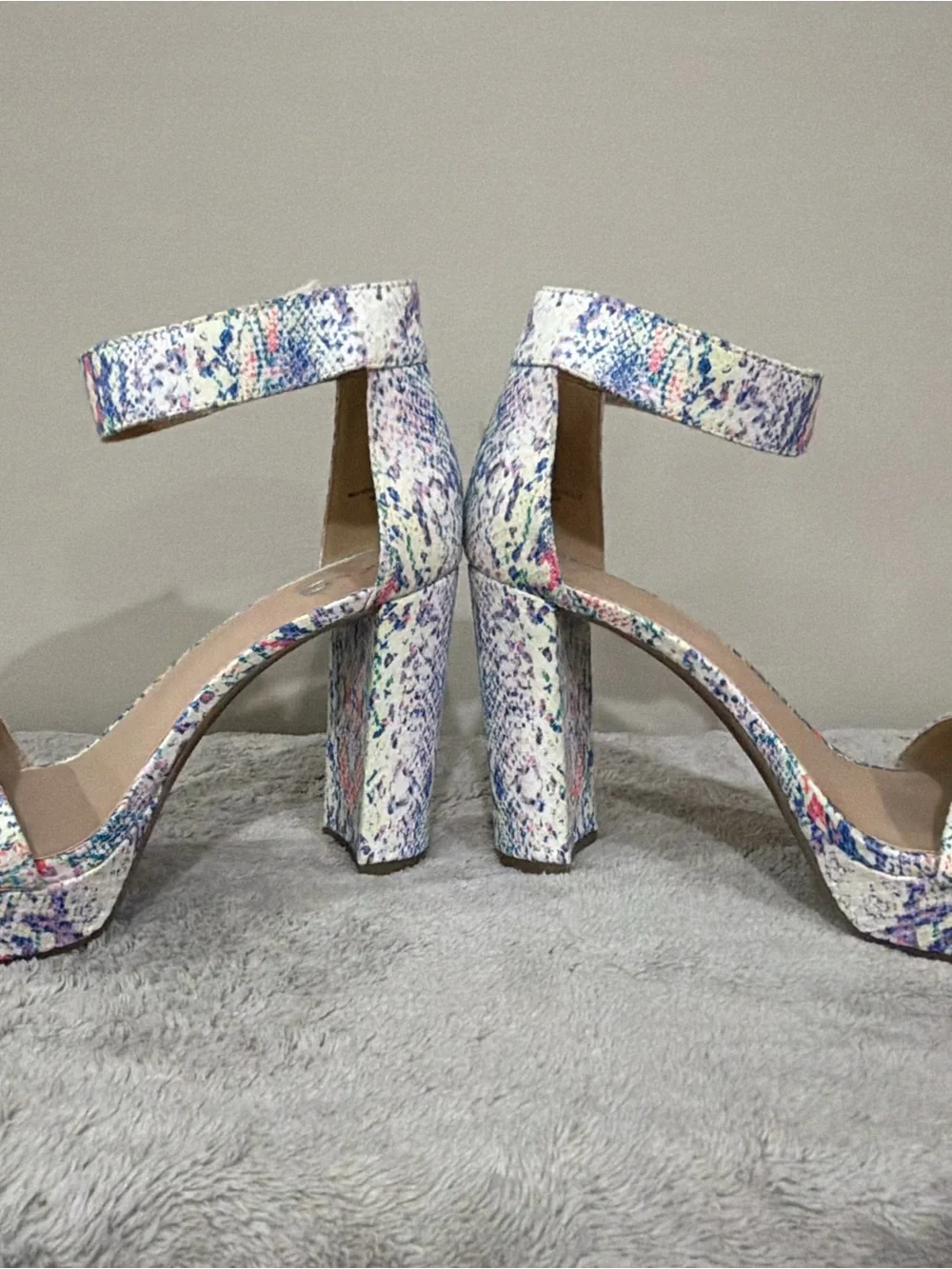 Mix No. 6 Multicolor Snake-Print Ankle-Strap Platform Sandals
